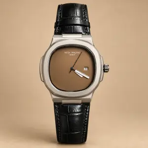 Мъжки Patek Philippe Nautilus Brown Dial Black Leather #351