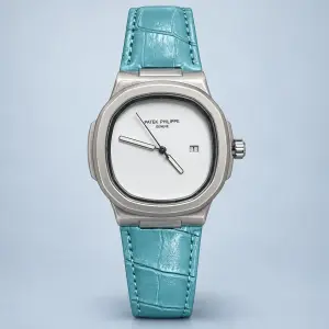 Мъжки Patek Philippe Nautilus White Dial Tiffany Leather #350