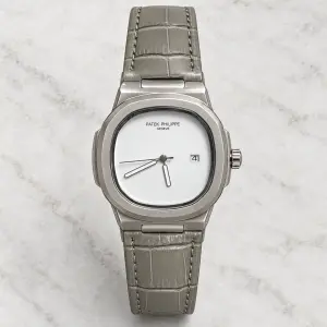 Мъжки Patek Philippe Nautilus White Dial Grey Leather #345