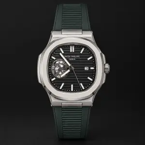 Мъжки Patek Philippe Nautilus Open Heart Black Dial Green Rubber #338