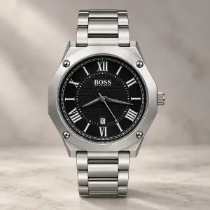 Мъжки Hugo Boss Octagon Roman Steel / Black Dial #382
