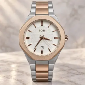 Мъжки Hugo Boss Octagon Rose Gold Two-Tone / White Dial #365