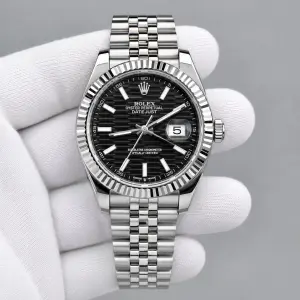 Мъжки Rolex Datejust Black Fluted Motif Dial Jubilee Steel #432