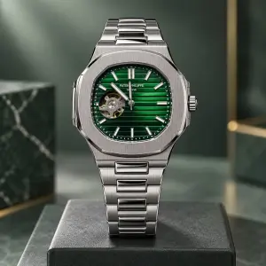 Мъжки Patek Philippe Nautilus Open Heart Steel / Green Dial #435