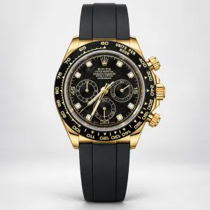 Мъжки Rolex Daytona Gold / Black Dial Rubber Strap #449