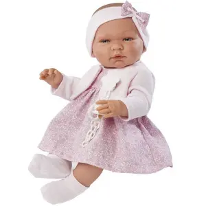 Кукла бебе, Мария с розова рокличка и плетена жилетка, 43 см, Asi dolls