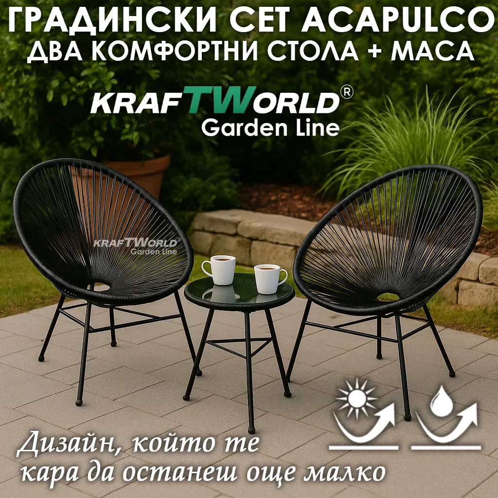 Луксозен Комплект Acapulco от Кафяв Ратан – За Балкон, Веранда и Градина