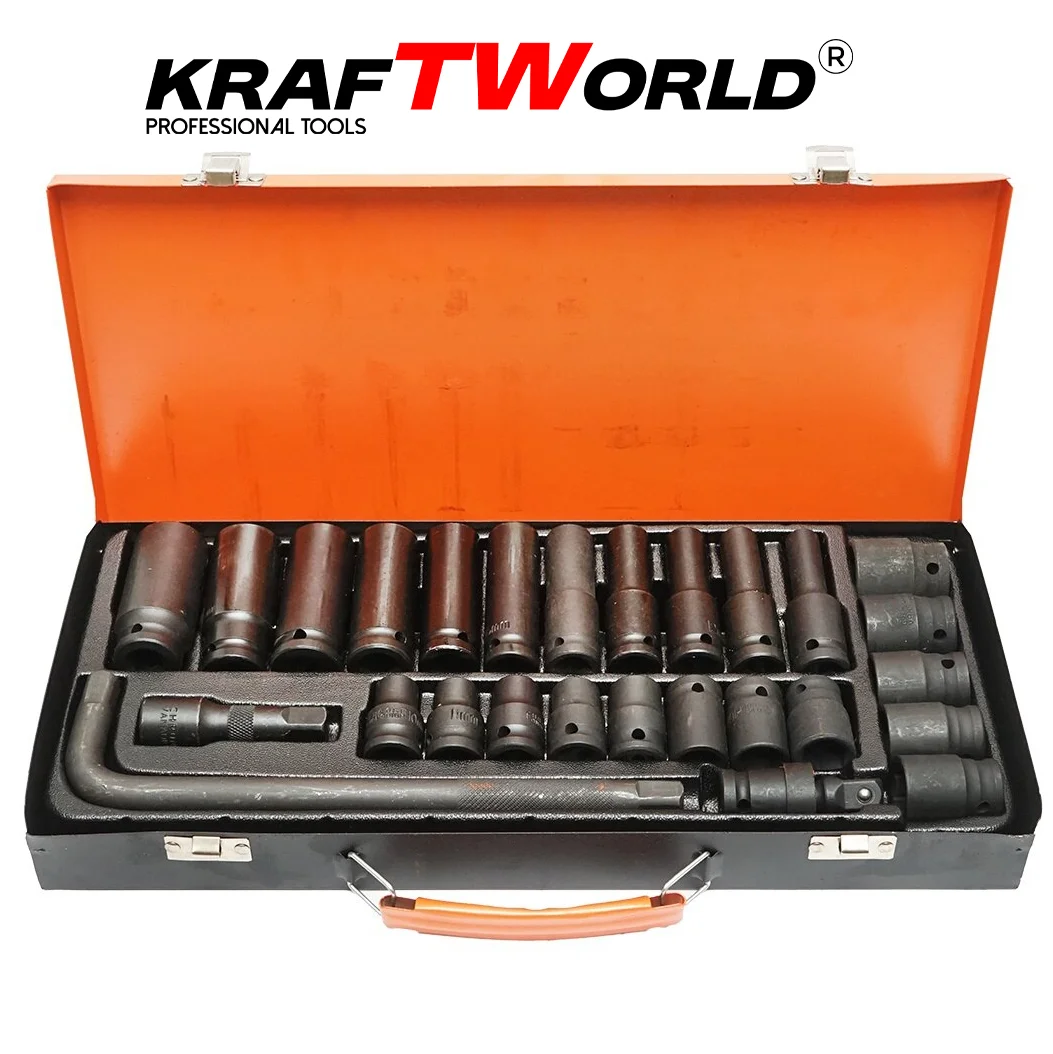 Комплект ударни вложки 27 части KraftWorld 1/2" с удължител