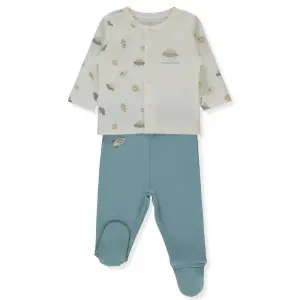 F1492 Пижама 2ч.TO SPACE 3-6m/68cm GREEN PETROL