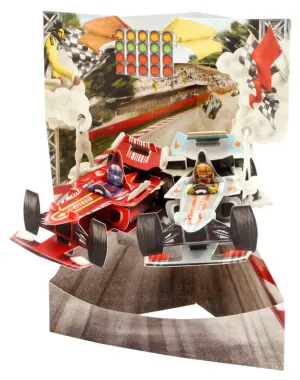 Картонена люлееща картичка - Racing Cars