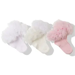 S500 Чорапи 3 чифта WHITE-ECRU-PINK 6-12мес
